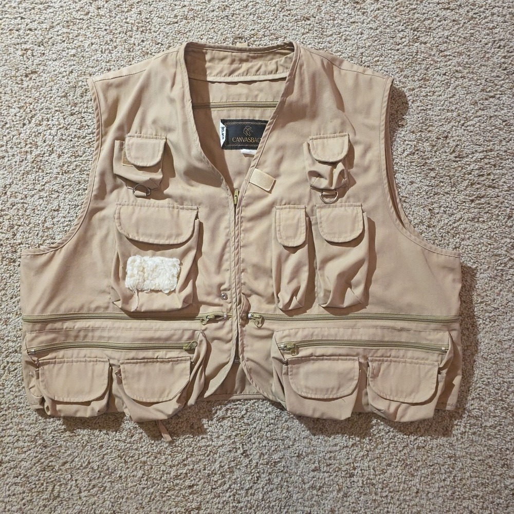Vintage Canvasback Vest XXL Mens Tan Outdoor Hunting Fly Fishing Photography‎